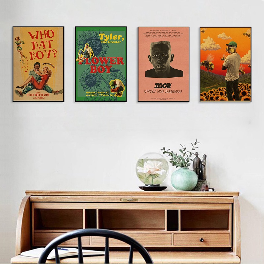 Poster Giấy Kraft Treo Tường Trang Trí In Hình Rapper Tyler The Creator