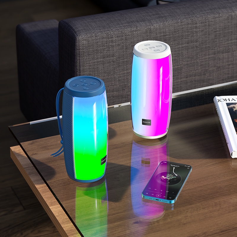 Loa Bluetooth Không Dây Borofone BP8 Glazed Colorful Luminous / BR20 Có Đèn Phát Sáng Nhiều Màu Sắc Kiểu Dáng Thể Thao