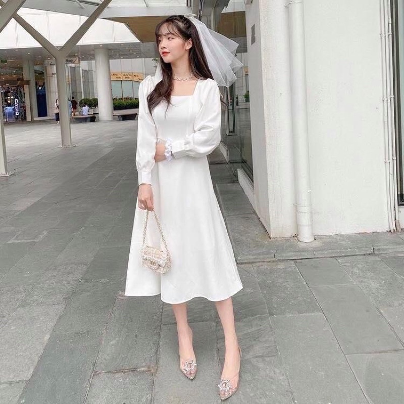Đầm - váy trắng dài tay 2812