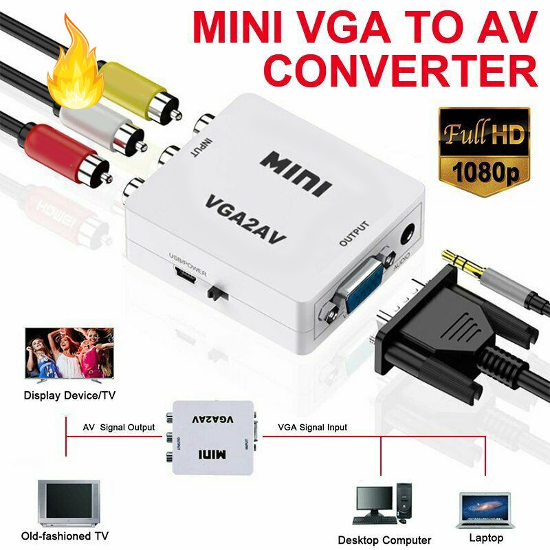 Bộ Chuyển Đổi Vga Sang Av Mini Hỗ Trợ 1080p Vga2Av