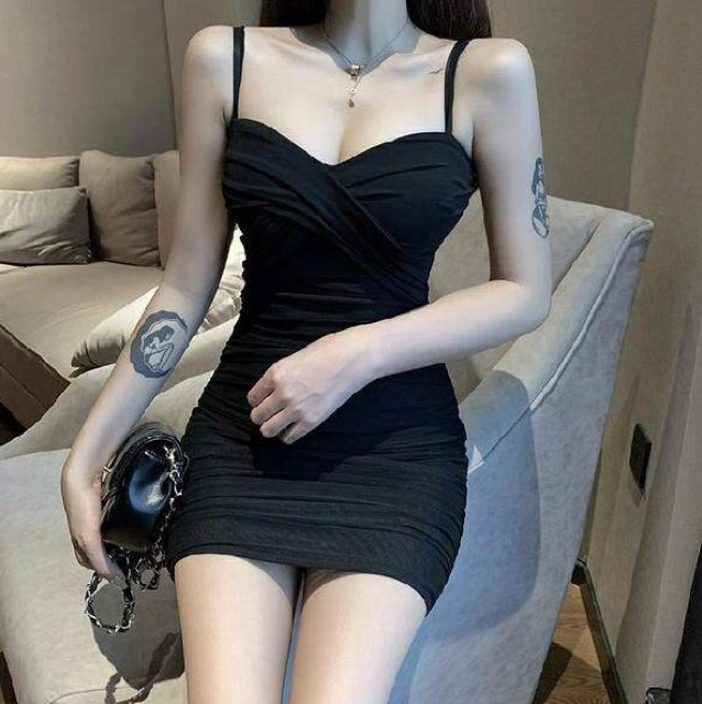 Sẵn Váy hai dây body ren lưới. Đầm thun body quảng châu hot