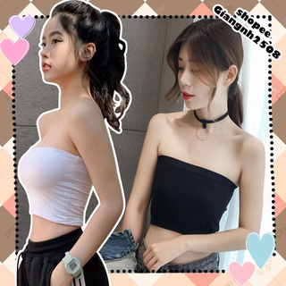 A016 Áo quây ngực ống tube crt đen trắng dáng ngắn co giãn sexy, Áo lót bra croptop không dây thun phông trơn ôm body