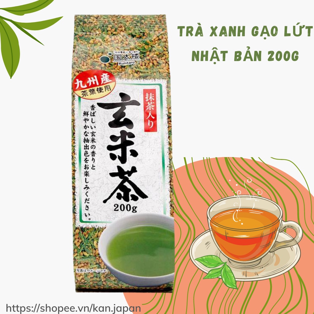 Trà xanh gạo lứt Nhật Bản Kunitaro 200g - Hàng nội địa Nhật | Kan Japan | 4971617011696