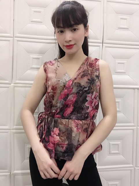 Áo lụa giấy vạt chéo nơ eo xinh xắn