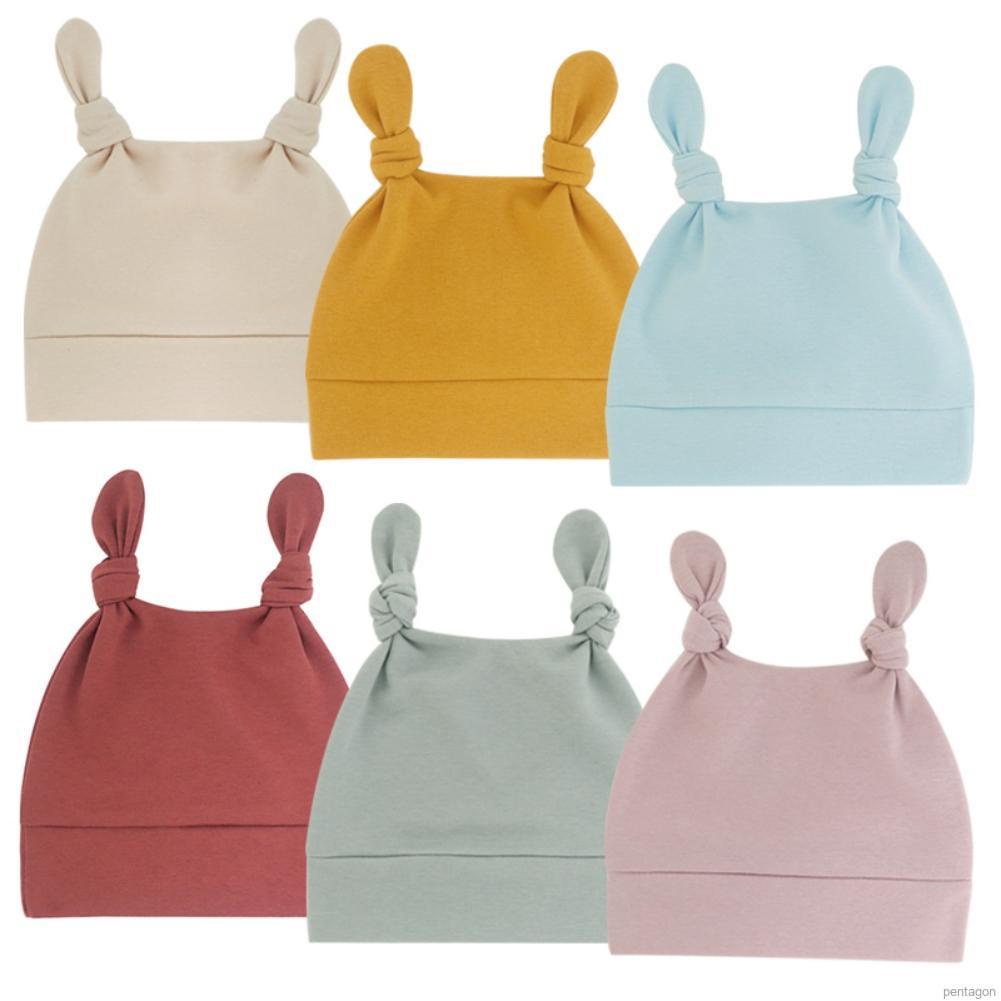 Mũ Cotton Mềm Mại Màu Trơn Thắt Nút Có 12 Màu Lựa Chọn Cho Bé