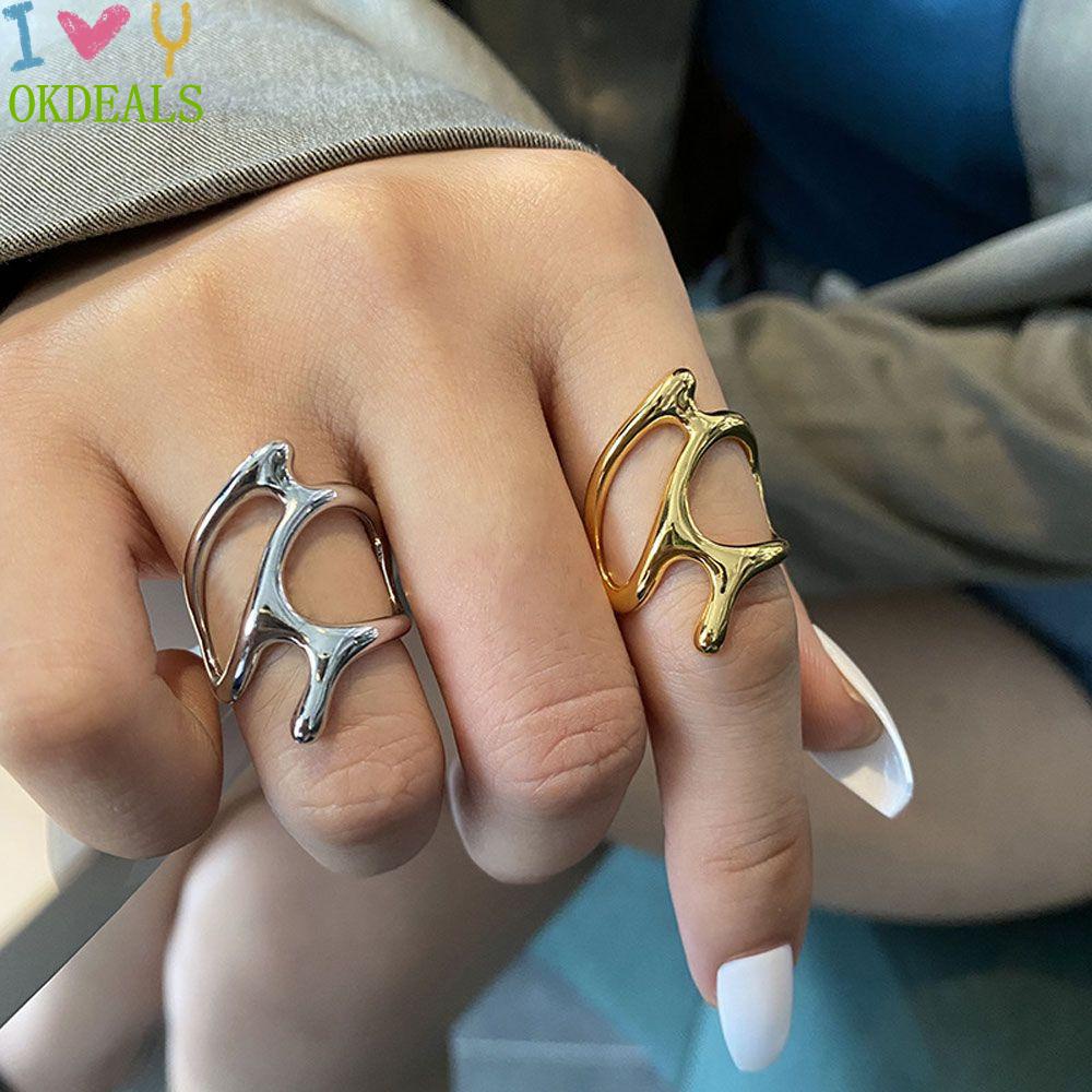 OKDEALS Trend Ring Vintage Irregular Adjustable New Hollow Elegant Branches Opening/Multicolor