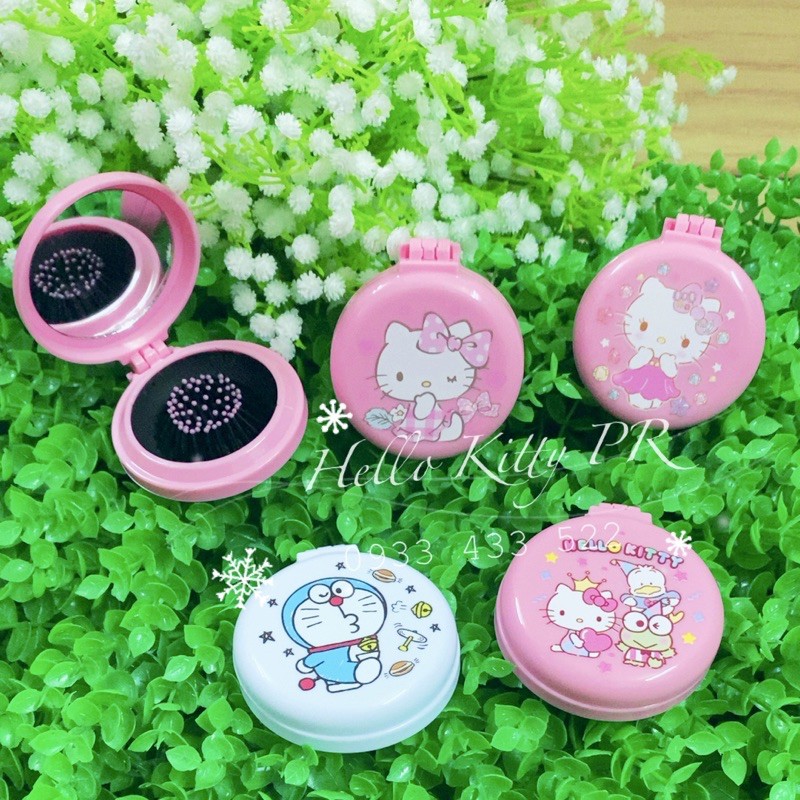 GƯƠNG LƯỢC MASSAGE MINI BỎ TÚI KITTY - DORAEMON