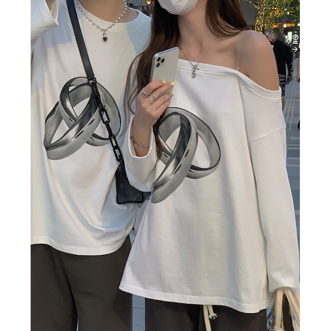 Áo thun tay dài trễ vai thời trang dành cho nữ