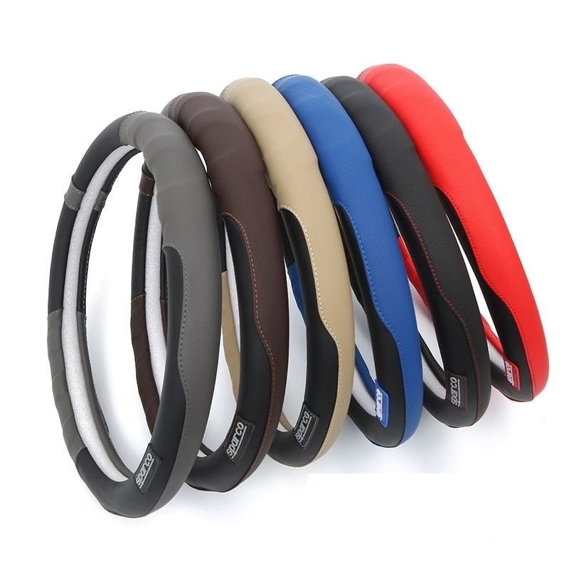 Bọc vô lăng da cao cấp cho xe hơi, vỏ tay lái ô tô, bọc da vô lăng thể thao xịn cho oto Sparco