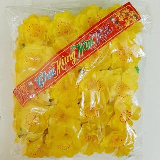 Hoa mai, hoa đào giả vĩ 40 bông kèm lá và kẽm tramg trí ngày tết