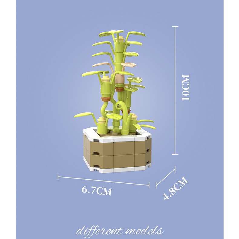 Bộ xếp hình chậu hoa Plante, cây lá dễ thương độc đáo làm đồ decor bàn học quà tặng
