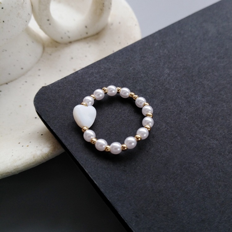 Nhẫn đeo ngón trỏ phối ngọc trai nhân tạo kiểu dáng đơn giản phong cách Hàn Quốc dành cho bạn nữ