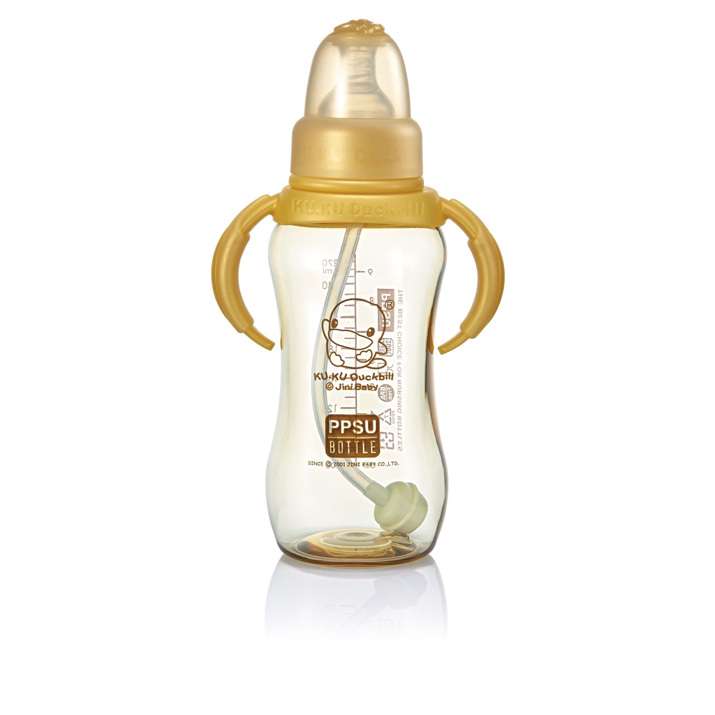 Bình sữa cổ thường nhựa PPSU có tay cầm KUKU KU5844 - 280ml