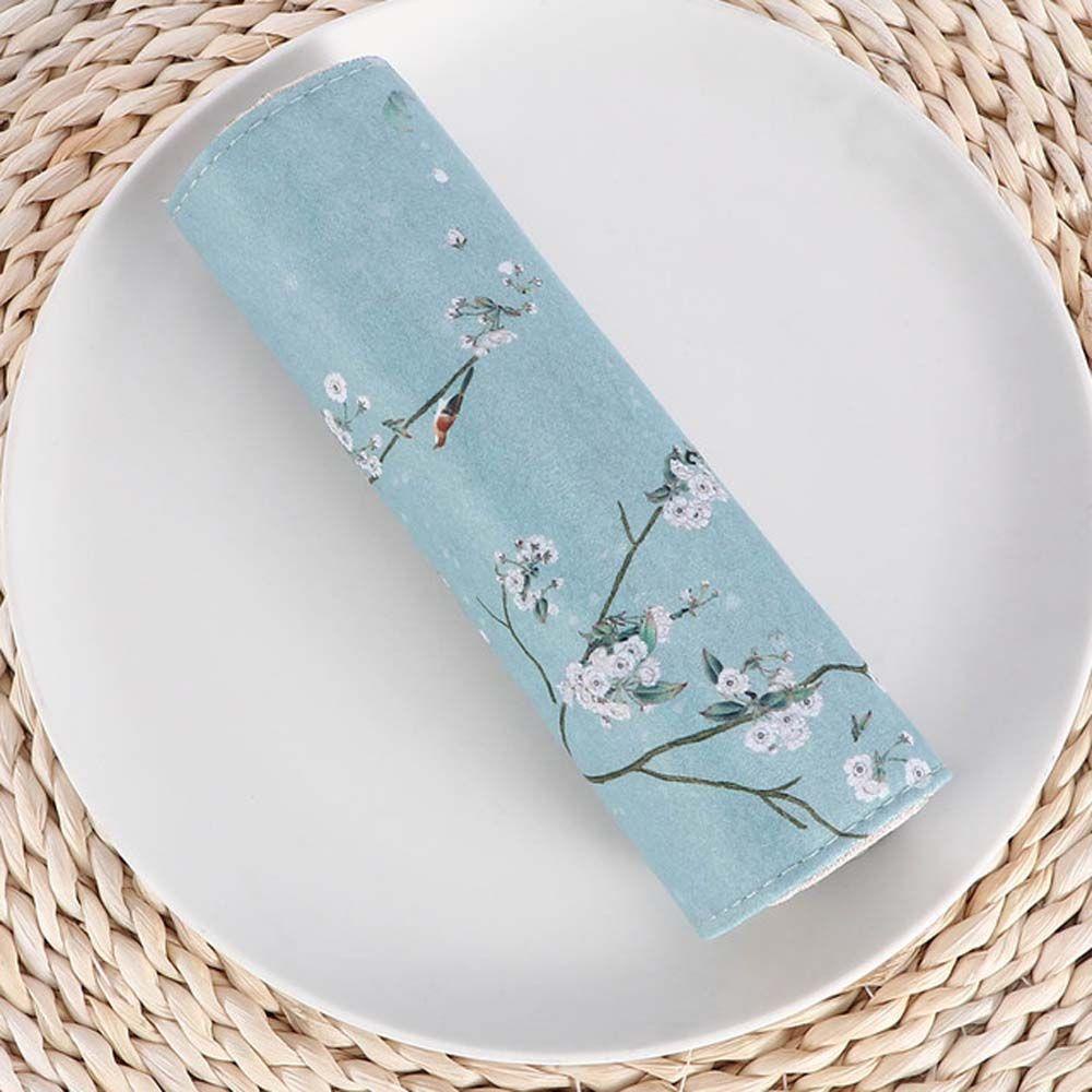 Túi Đựng Bút In Hoa Sen / Chim Hạc Kiểu Vintage Trung Hoa Dễ Thương
