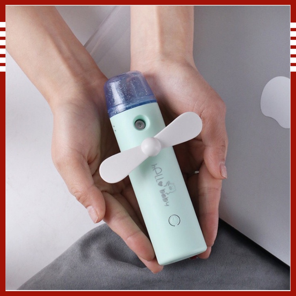 Quạt phun sương cầm tay mini nhỏ gọn STP BS-086 Quạt tích điện nhỏ gon tiện lợi pin trâu 2 cánh quạt 3 cấp độ giớ