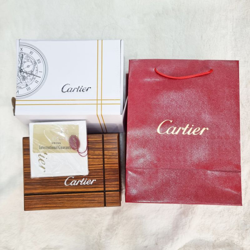 Hộp Box Đựng Đồng Hồ Cartier Bằng Gỗ Nâu, Kích thước To, Đầy Đủ Phụ Kiện