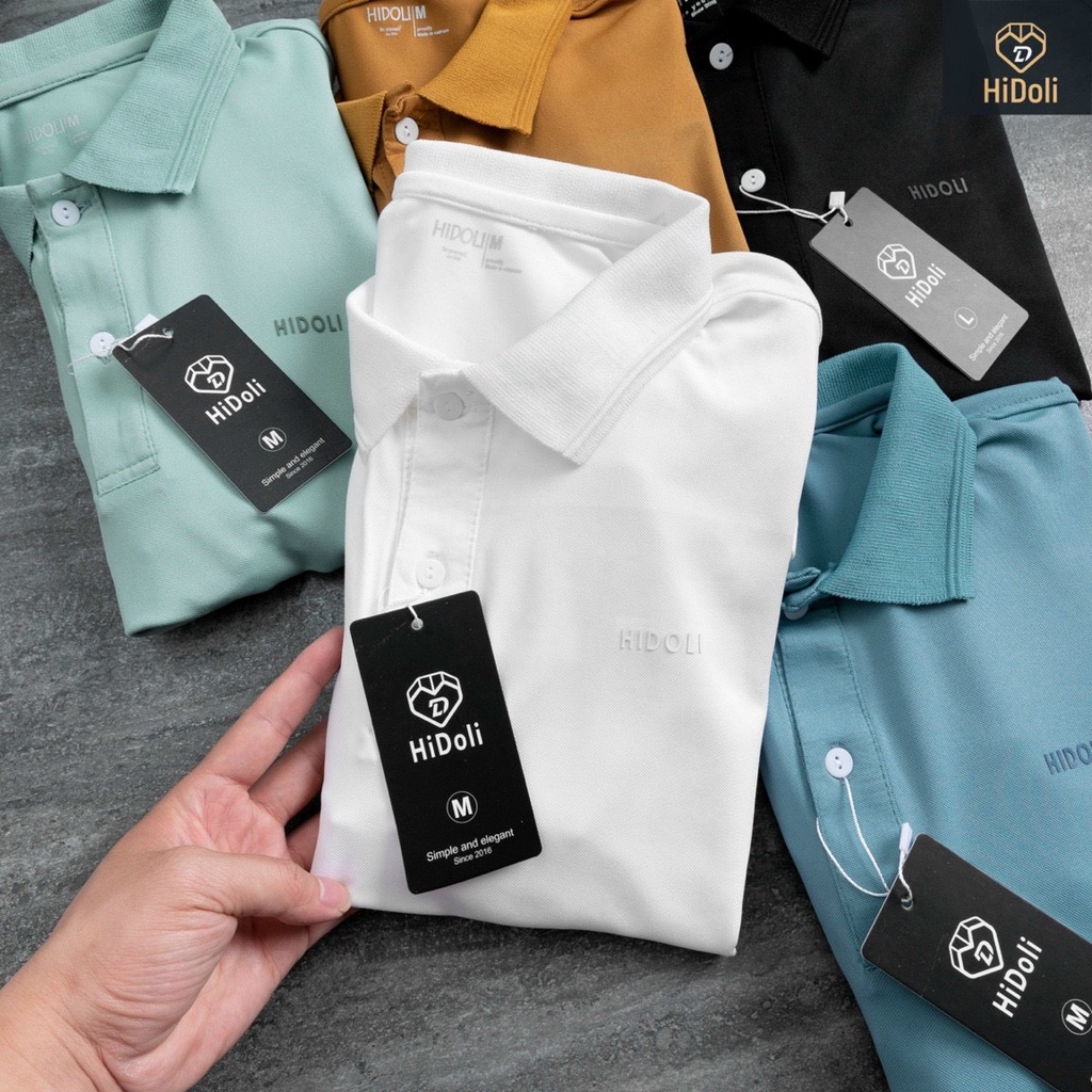 Áo polo trơn nam HIDOLI in logo