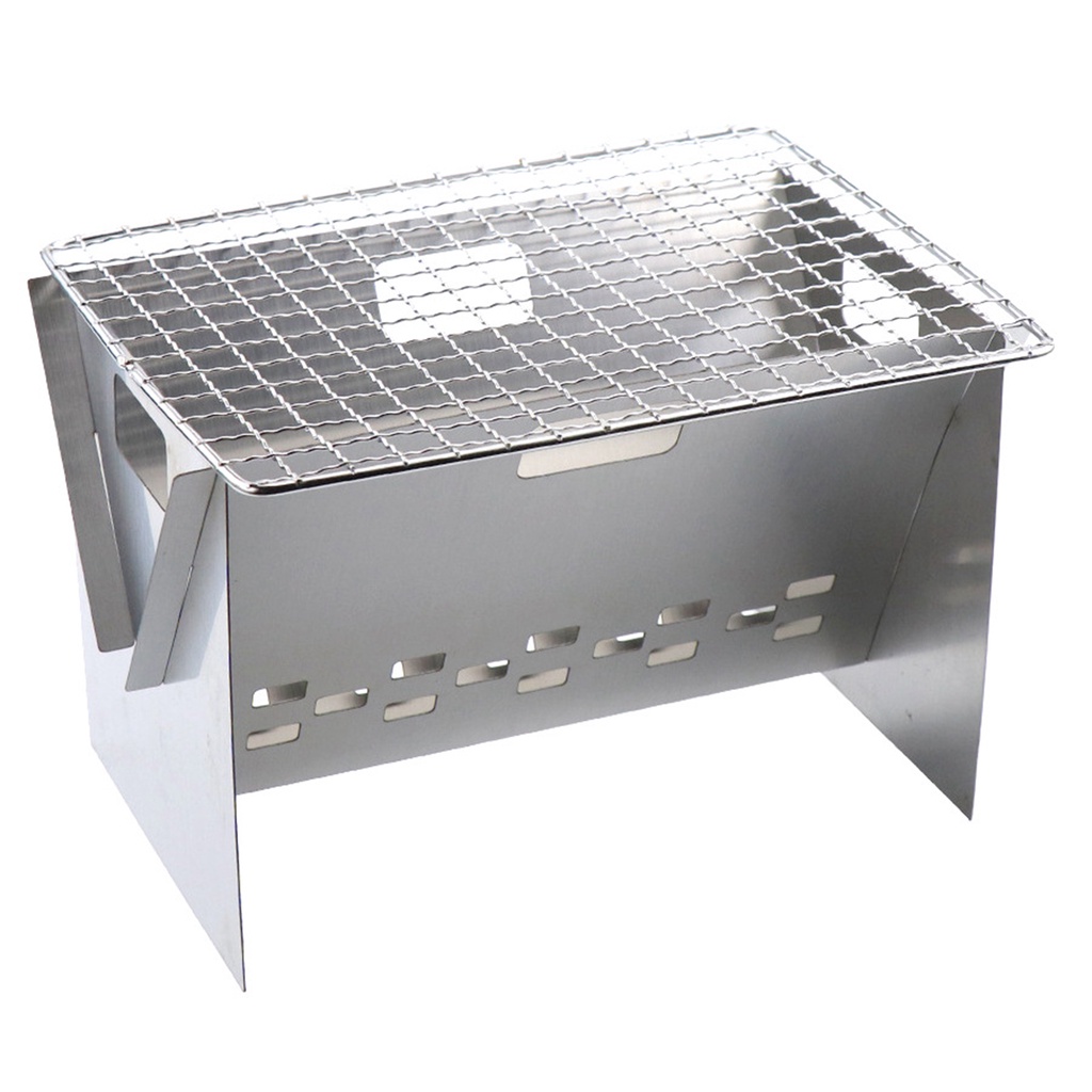 Lò Nướng BBQ Bằng Thép Không Gỉ Có Thể Gấp Gọn Tiện Dụng Mang Theo Cắm Trại