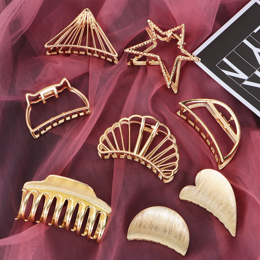 Kẹp Tóc Kim Loại Kiểu Dáng Hình Học Đơn Giản Thời Trang Cho Nữ