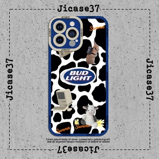 Ốp lưng iphone và samsung xiaomi oppo cạnh vuông Jicase Bud Light bò sữa 