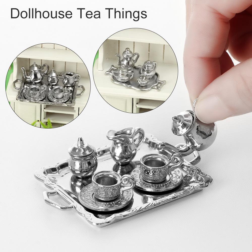 1 Bộ Ấm Tách Uống Trà Mini Tỉ Lệ 1: 12 Cho Nhà Búp Bê