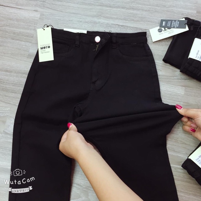 Quần bò jeans đen cạp cao co dãn tua gấu ( kèm ảnh thật )