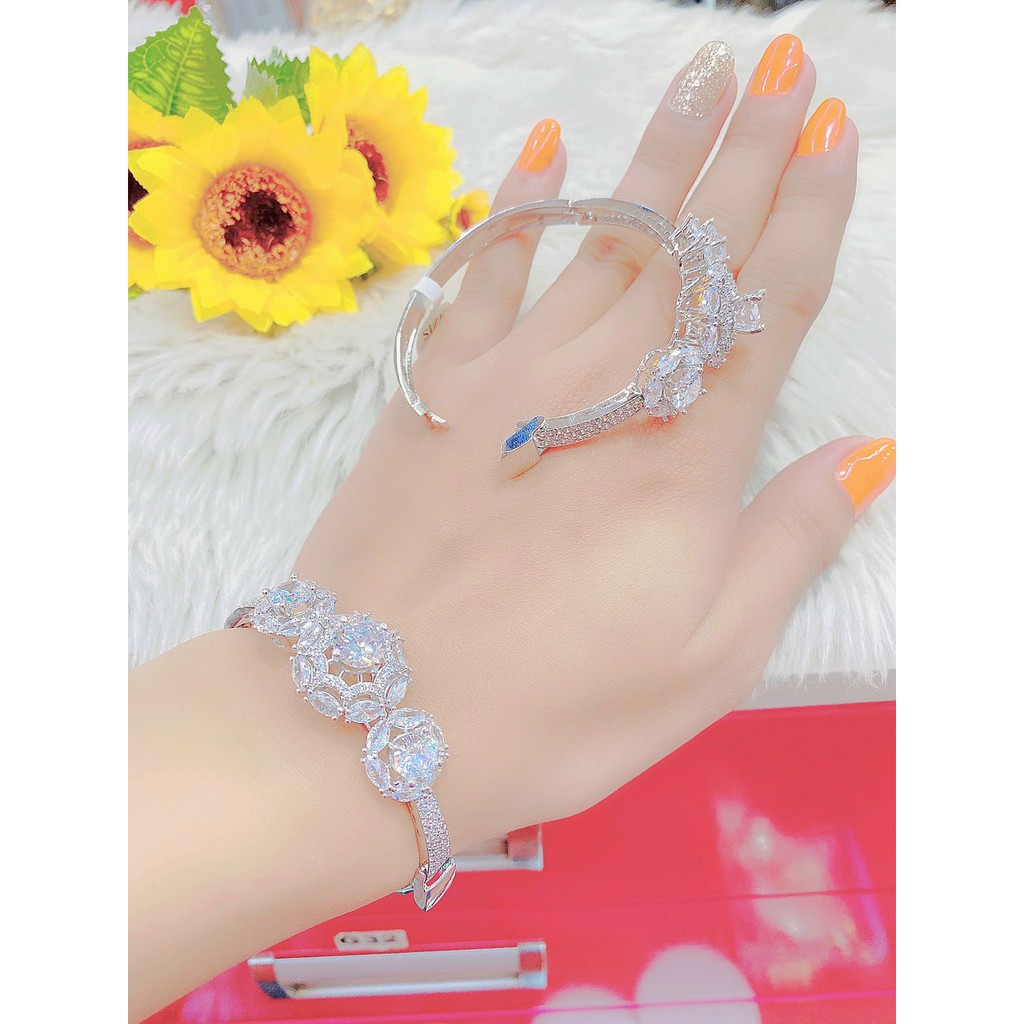 Vòng tay nữ mạ vàng đính xoàn hai màu vàng , bạch kim 270421 - Hàng đẹp hơn trong hình, bền màu theo thời gian