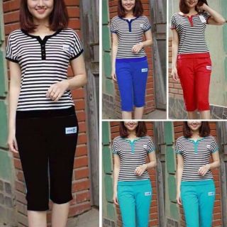 SET BỘ ĐỒ NỮ ÁO PHỐI SỌC QUẦN LỮNG