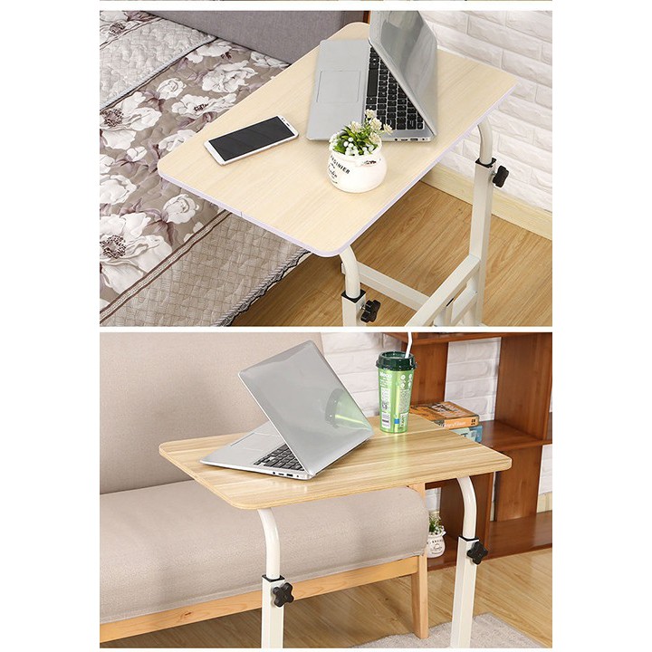 Bàn làm việc di động mini nâng hạ độ cao khung sắt tĩnh điện mặt bàn chống thấm 60x40x55-70cm