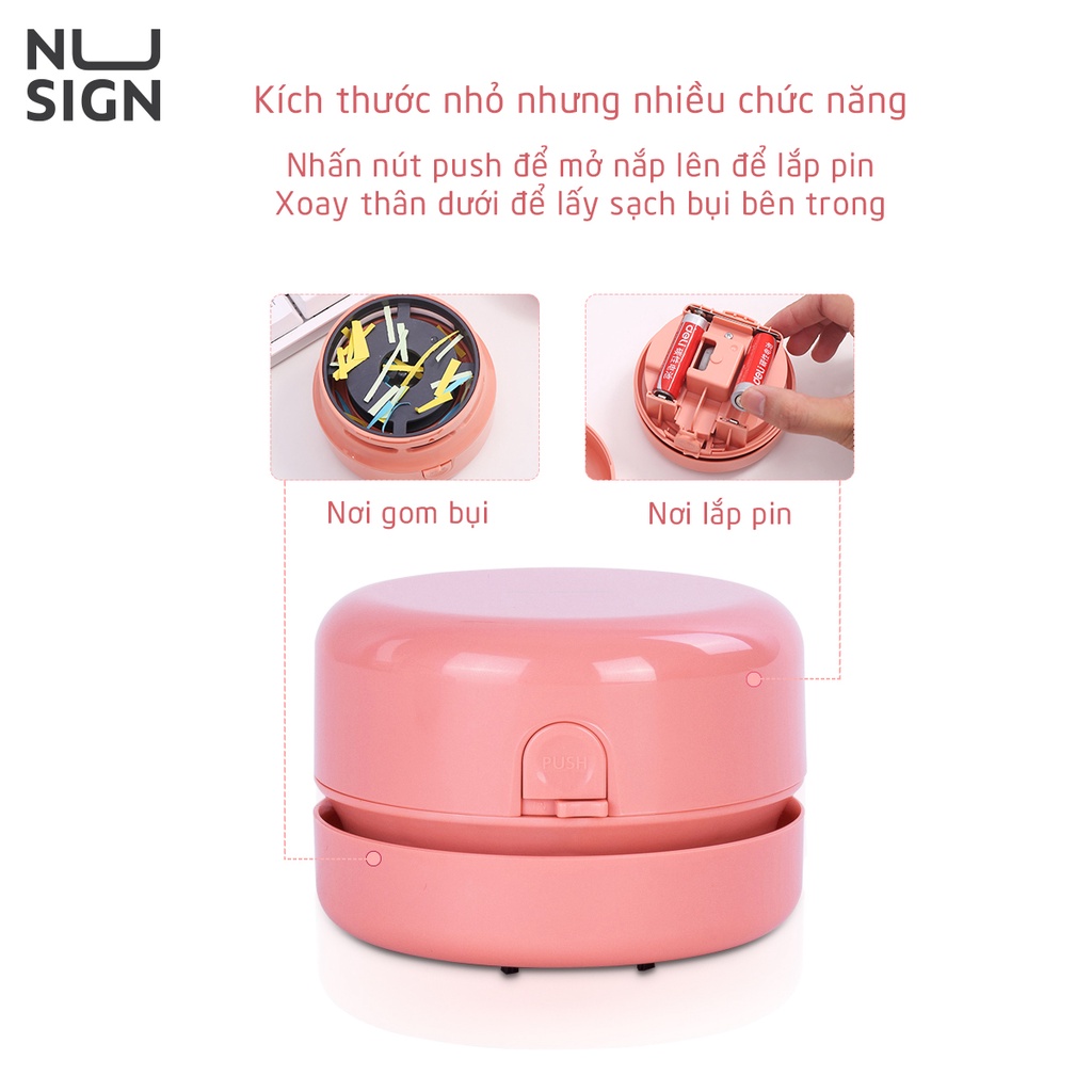 Máy hút bụi bàn mini để bàn tiện lợi Nusign - Hồng/Trắng/Xanh ngọc - 1 chiếc - NS198