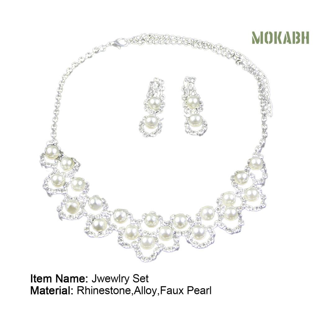 Set 3 Món Trang Sức Đính Đá Và Ngọc Trai Nhân Tạo Thời Trang