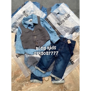 Set Vest Bé Trai Công Tử Denim WonderNation