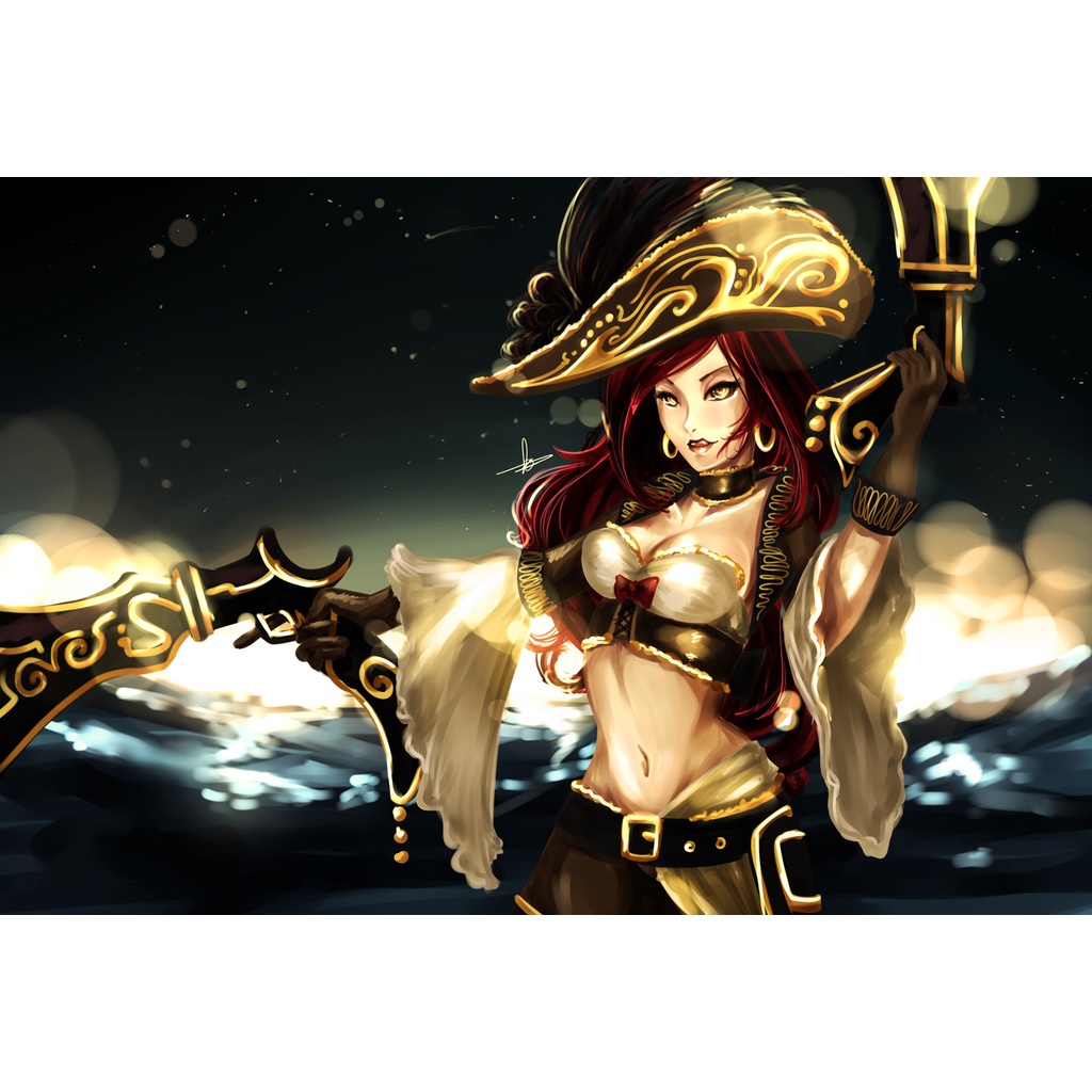 Poster A3, A4, A5 dán tường League of Legends, decal trang trí có keo MISS FORTUNE - Mẫu 1, nhận in theo yêu cầu