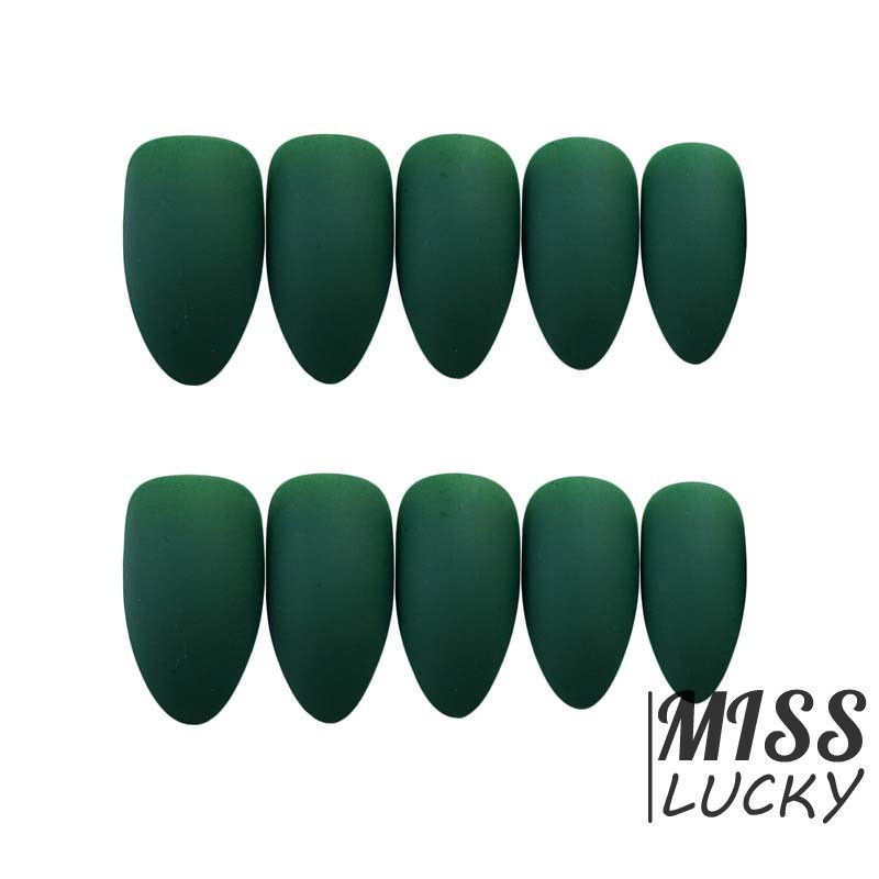 Set 24 Móng Tay Giả Màu Xanh Lục Thời Trang Cho Nữ