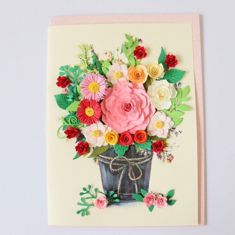THIỆP HANDMADE, THIỆP HOA NỖI, THIỆP 3D