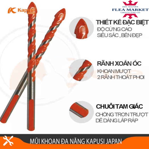 Mũi Khoan Đa Năng Kapusi Japan, Khoan Gạch -Khoan Đá - Bê Tông - Gỗ -  Nhựa - Sắt...Các Kích Thước 6mm, 8mm, 10mm, 12mm
