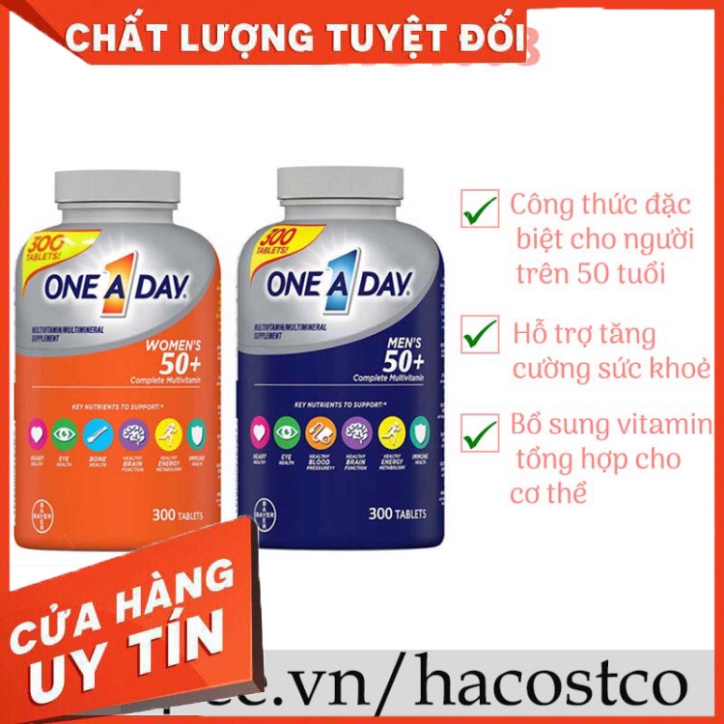 GIÀM GIÁ TỤT QUẦN Viên uống One a day Men's , Women's 50+ Multivitamin 300 viên của Mỹ - Bổ sung vitamin tổng hợp men wo