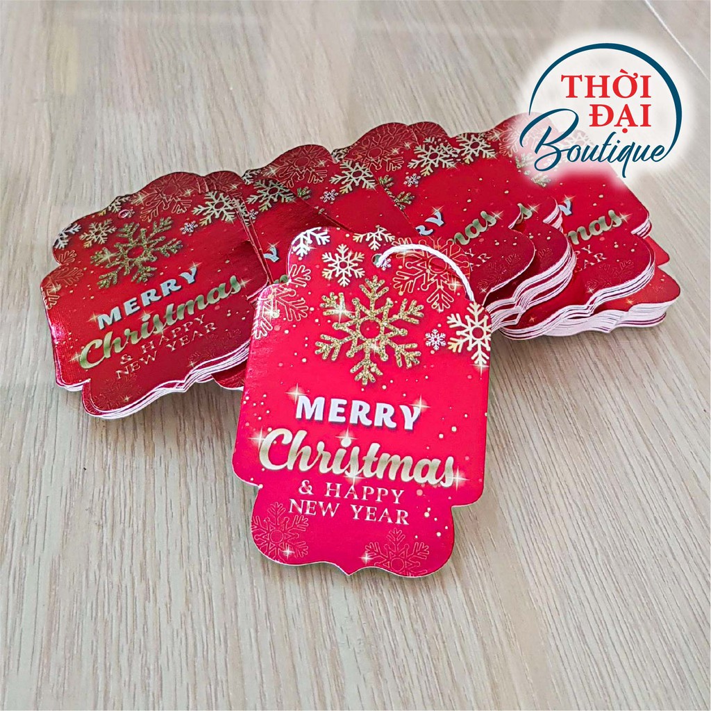 100C - TAG TREO / NHÃN MÁC MERRY CHRISTMAS - PHỦ MÀNG METALIZE