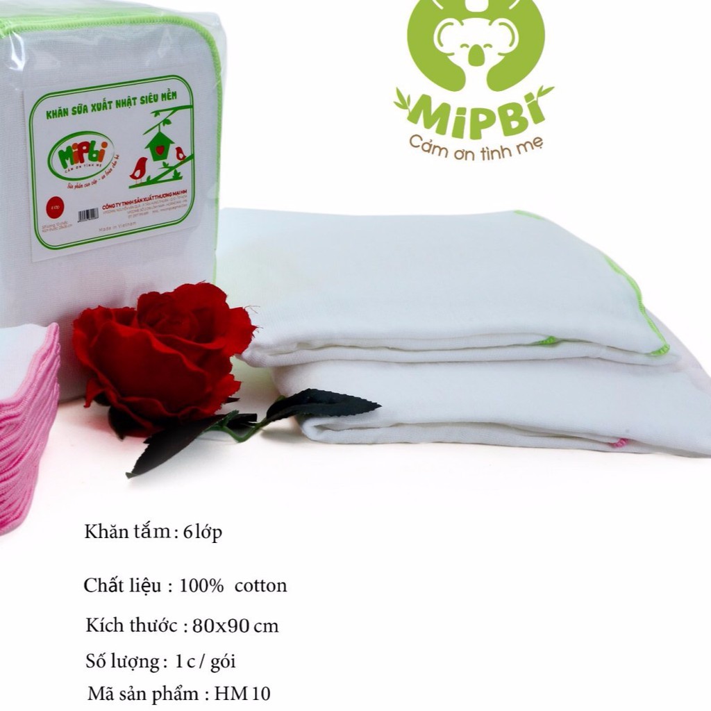 Mipbi - Khăn tắm xuất Nhật Mipbi 4 lớp/6 lớp siêu mềm 100% cotton (kích thước 75x85cm)