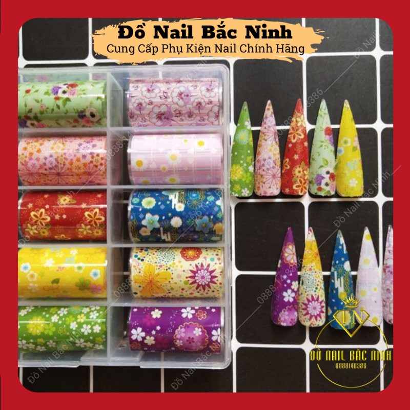 Foil Dán Móng Nail Hình Thương Hiệu, Vân Đá, Hoa Nghệ Thuật Set 10 Cuộn