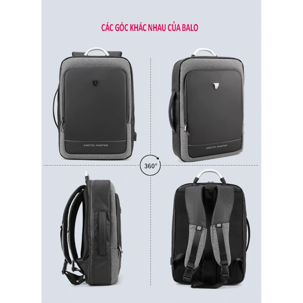 SE9 NDA Balo cao cấp Arctic Hunter B00227 chính hãng kích thước 18 inch, có khóa mở rộng như vali, cổng kết nối USB 50 S