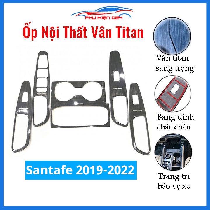 Ốp nội thất Santafe 2019-2020-2021-2022 vân Titan bảo vệ chống trầy xước và làm đẹp xe