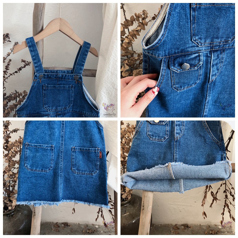 Váy yếm denim phong cách Hàn Quốc xinh xắn dành cho bé gái