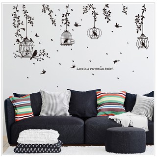 Decal dán tường nghệ thuật chim non đậu nhành cây