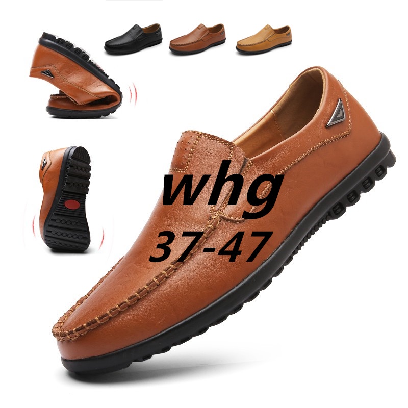 Giày Lười Chất Liệu Da Thật Thoáng Khí Thời Trang 2022 Cho Nam Size 37-47