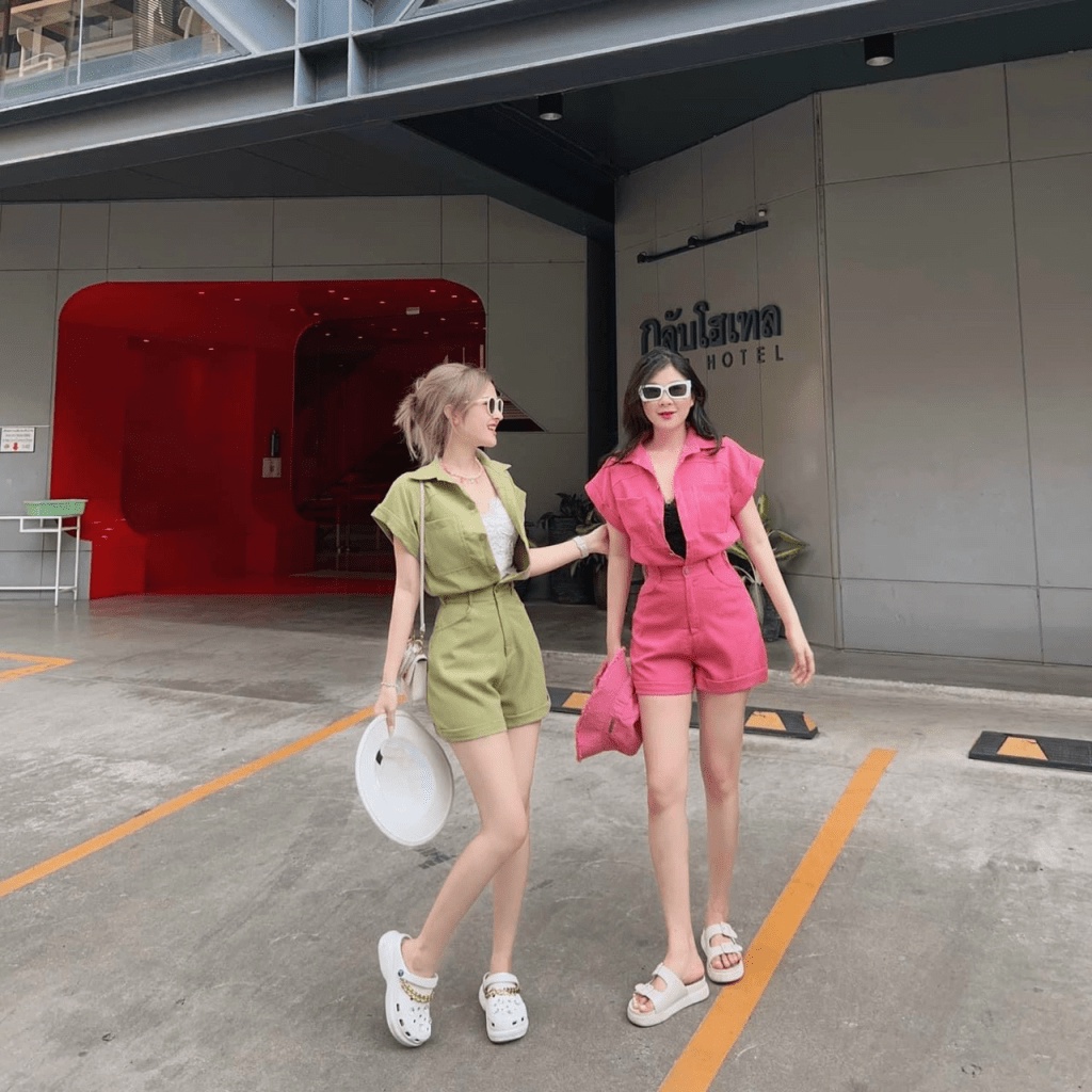 (Free Ship) SÉT BỘ TUYẾT MƯA ÁO SƠ MI TAY NGẮN PHỐI QUẦN SHORT CÙNG MÀU CỰC XINH MẪU Y HÌNH UP Shop VLTN