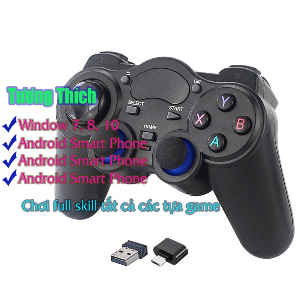 Tay cầm chơi game PC Laptop Điện Thoại TV Android TV Box Tay cầm chơi game không dây USB Bluetooth 2.4G - Hàng nhập