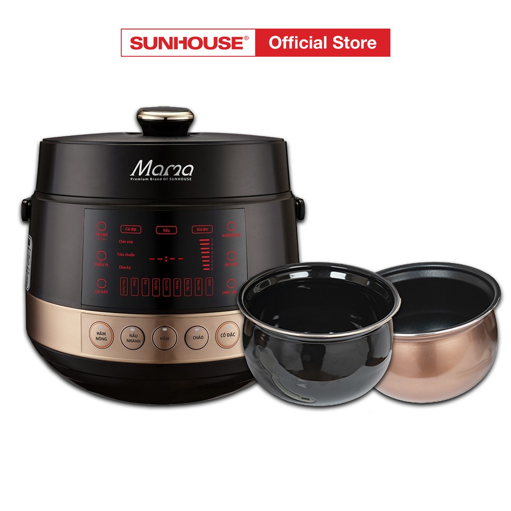 Nồi áp suất điện tử đa năng 5L SUNHOUSE MAMA SHD1586B ( 2 lòng nồi )