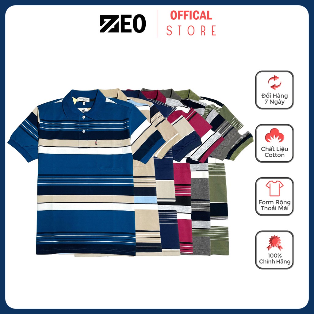 Áo thun nam có cổ bẻ trung niên ZEO STORE vải Cotton, form rộng thoải mái | BigBuy360 - bigbuy360.vn