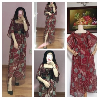 Đầm voan hoạ tiết